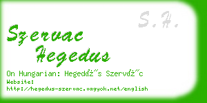 szervac hegedus business card